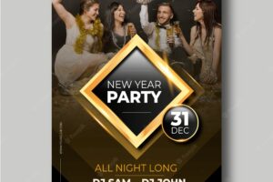 New year 2020 party poster template with photo