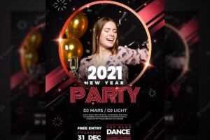 New year 2021 party flyer template