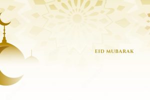 Nice eid festival wishes banner with moon and mosque design