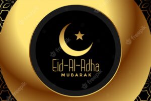 Nice golden eid al adha festival greeting banner