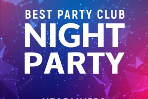 Night dance party music night poster template. electro style concert disco club party event flyer invitation.