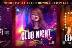 Night party flyer bundle or social media promotional banner template