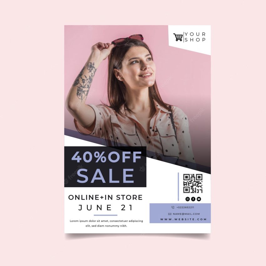 Online shopping with model poster template