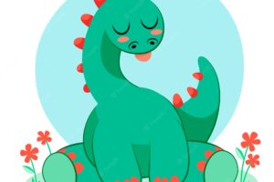 Organic flat baby dinosaur illustrated