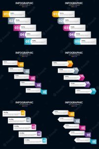 Our vector infographics pack includes 5 steps and timelines