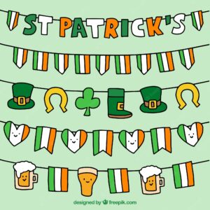 Pack of five hand-drawn garlands for st patrick's day