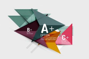 Paper style abstract geometric shapes with infographic options