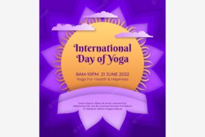 Paper style international yoga day poster template