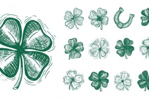 Patricks day icon set clover beer hat hand drawn style vector illustration
