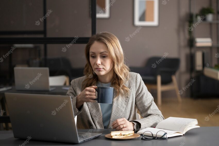 Person drinking beverage while in break time