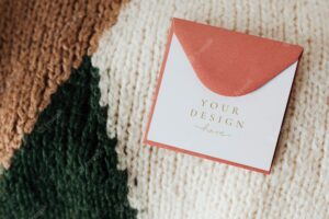 Pink card  on a sweater