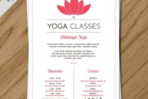 Pink flower yoga classes with timetables flyer