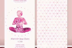 Pink watercolor yoga classes flyer