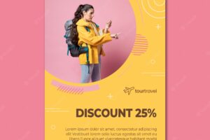 Poster template for traveling with discount