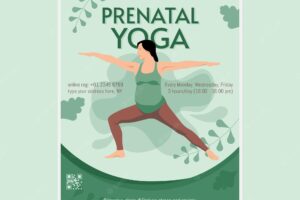 Prenatal yoga flyer template, full vector