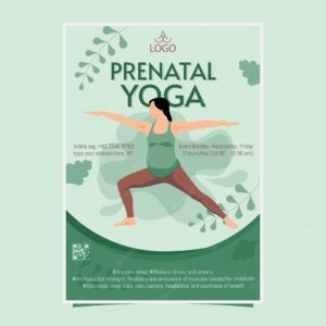 Prenatal yoga flyer template, full vector