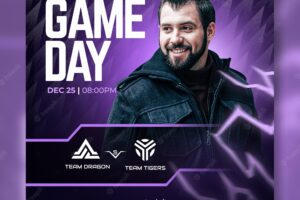 Purple gameday esport gaming social mediatemplate