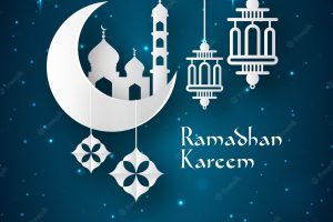 Ramadan background with lamps and ornaments