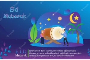 Ramadan concept illustration. happy muslim people celebrate holy month ramadan, iftar party,