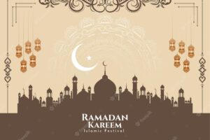 Ramadan kareem beautiful islamic festival mosque background design vector
