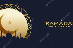 Ramadan kareem festival season banner with moon and lantern