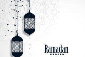 Ramadan kareem season background with hanging lamps