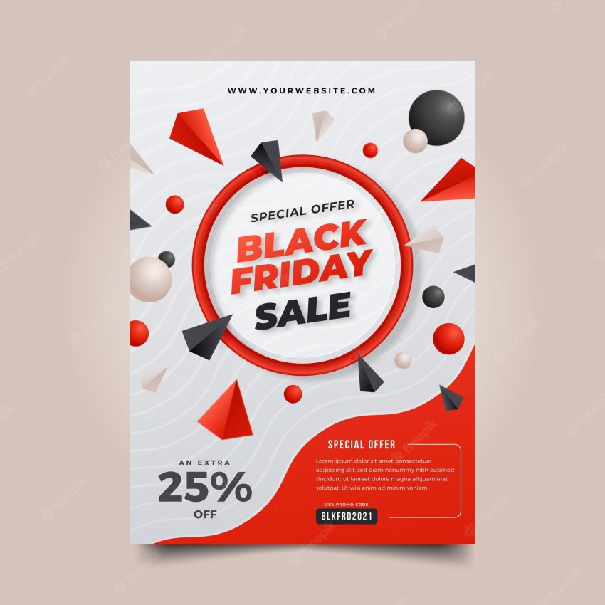 Realistic 3d black friday vertical sale poster template