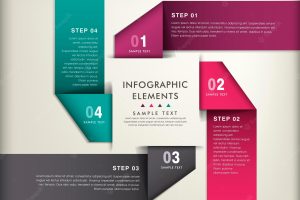 Realistic abstract 3d paper infographic elements