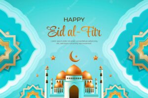 Realistic background for islamic eid al-fitr celebration