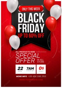 Realistic black friday vertical poster template