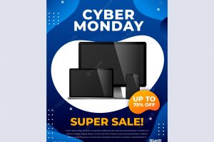 Realistic cyber monday flyer template