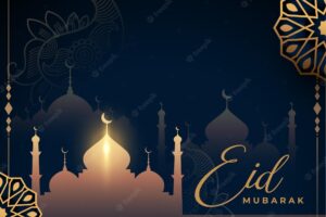 Realistic eid mubarak background with islamic decoration