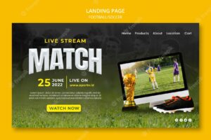 Realistic football landing page template design