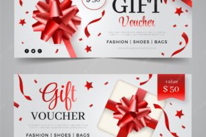 Realistic gift voucher banners