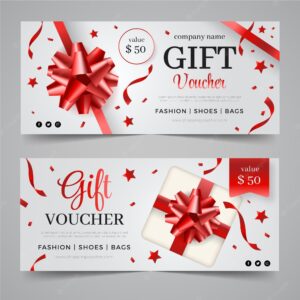 Realistic gift voucher banners