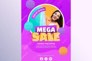 Realistic sale poster with photo template