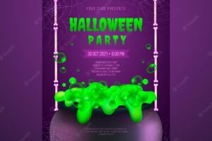 Realistic vertical halloween party flyer template