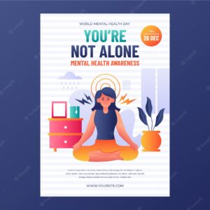 Realistic world mental health day vertical flyer template