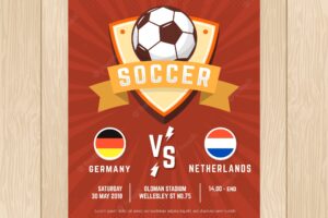 Red soccer flyer template