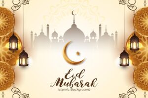 Religious eid mubarak festival celebration islamic background design vector
