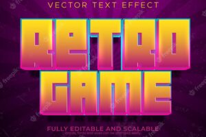 Retro game text effect editable arcade and vintage text style
