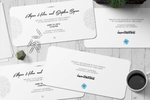 Rounded corners invitation and envelope mockup