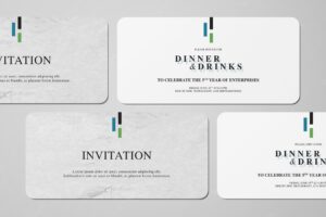 Rounded corners invitation and envelope mockup
