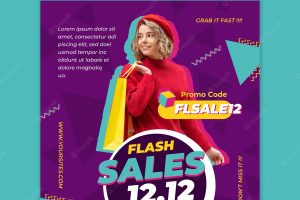 Sales discount square flyer template