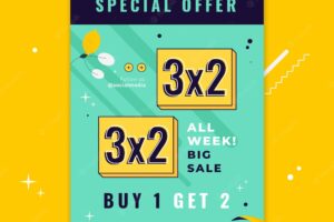 Sales flyer template with bright colors