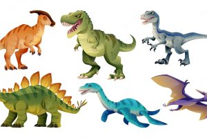 Set of cartoon dinosaur characters vector illustration