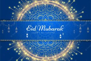 Shiny blue design for eid mubarak