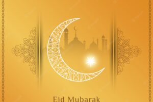 Shiny eid mubarak design with moon