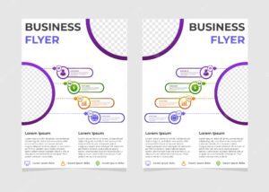 Simple modern business flyer design template with round shapes.
