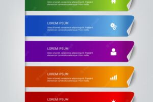 Simple multicolor sticky line steps infographics  template.